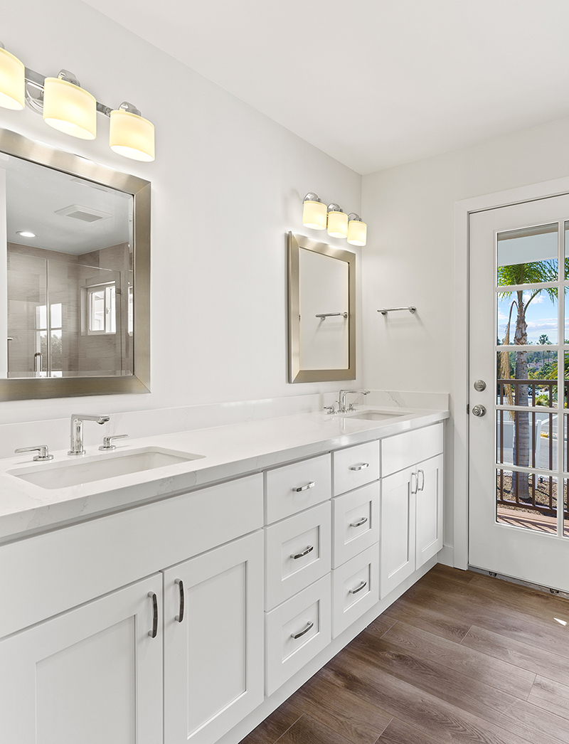 Tile work featured in bathroom remodel Rancho Santa Fe project